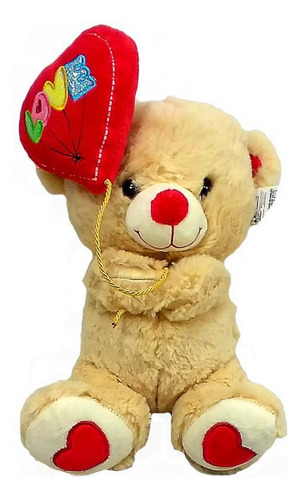 Urso Pelúcia Com Balão Vermelho 27 Cm