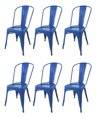 Silla de comedor DeSillas Tolix, estructura color azul claro, 6 unidades