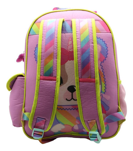 Mochila Escolar Simones Mushi Fun Color Rosa Diseño De La Tela Lisa