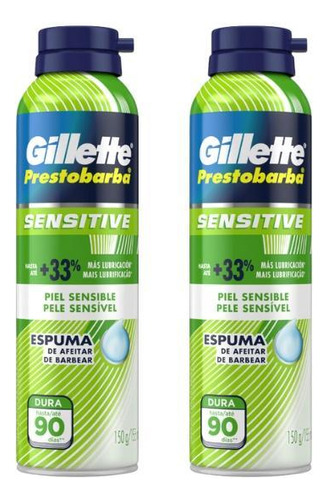 Espuma De Barbear Gillette Prestobarba 150g Sensivel-kit 2un