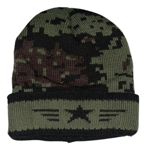 Gorro Beanie Con Doblez Pixelado Con Chiporro 