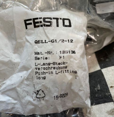 Festo Fitting Push-in Elbow, Qsll-g1/2-12, 186136, Lot O Ggj
