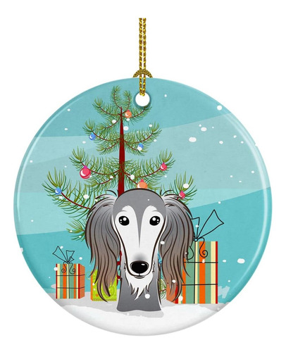Carolines Treasures Árbol De Navidad Y Saluki Ornamento De C