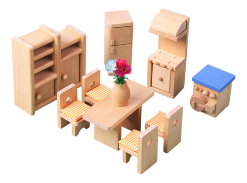 Juego De Muebles En Miniatura Para Casa De Muñecas Comedor