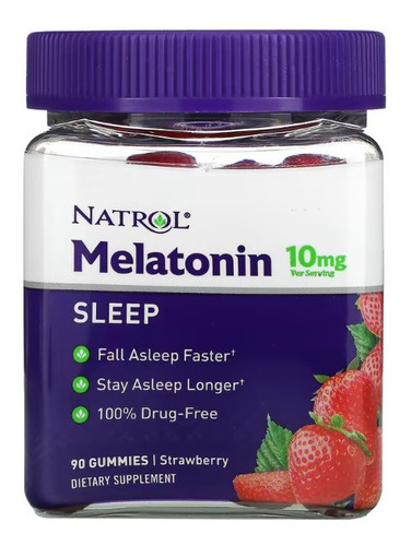 Imagen 1 de 6 de Melatonina Natrol 10 Mg | Descanso & Relajación | 90 Gomitas Sabor Fresa