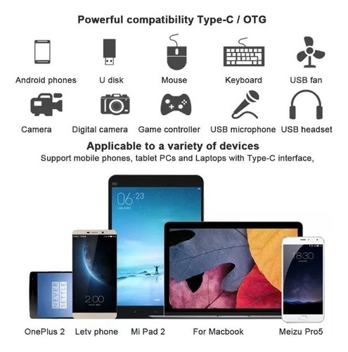 Adaptador Usb-c Macho A Usb3 Hembra Convertidor Usb Color Ne