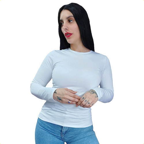 Remera Camiseta Térmica Mujer Frizada Con Lycra Talle Grande