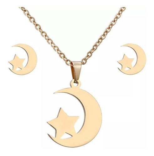 Collar Luna De Amor Y Estrella + Aretes