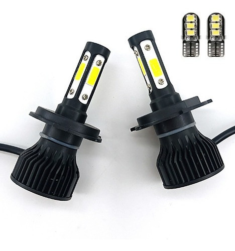 Par Ampolletas Turbo Led H4 V7 6500k 12000lm 12v 24v + 2 T10