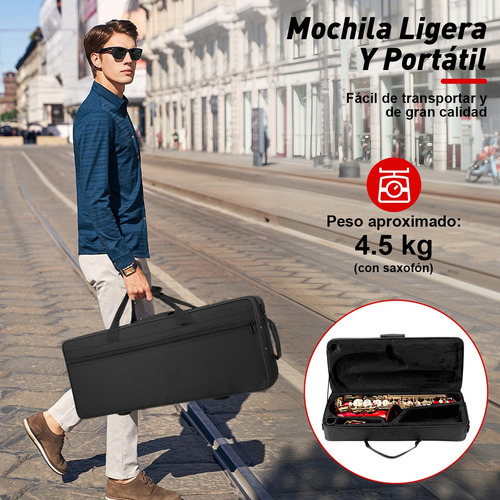 Saxofón Alto En Mi Bemol Profesional Rojo + Accesorios 66cm