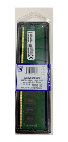 Memoria Ram Valueram Color Verde  8gb 1kingston Kvr26n19s8/8