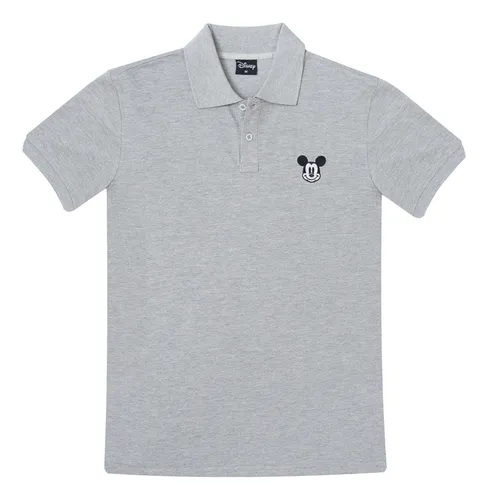 Polera Pique Hombre Face Mickey Gris Disney