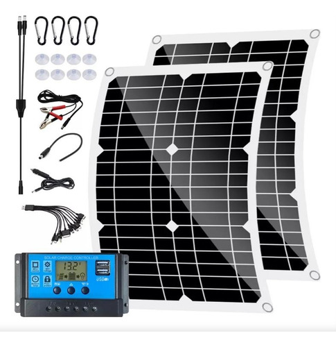 2 Paneles Solar 40w Con Controlador De Carga Kit Solar