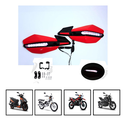 Protectores De Puños Led Rojos Universal Moto 