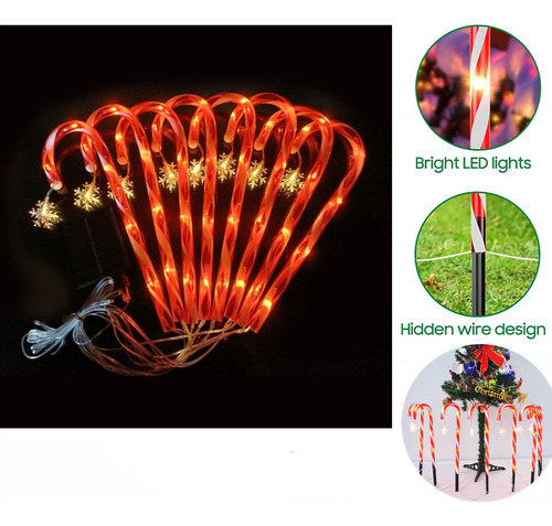8 Luces Led Navideñas Tipo Bastón De Nieve Con 8 Modos