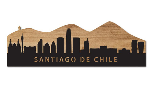 Cuadro Santiago Chile Bicapa. 55 X 21 Cms. Vectorika