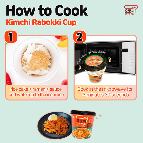 Yopokki Kimchi Rabokki Fideos Tteokbokki 2 Tazas Snack Corea
