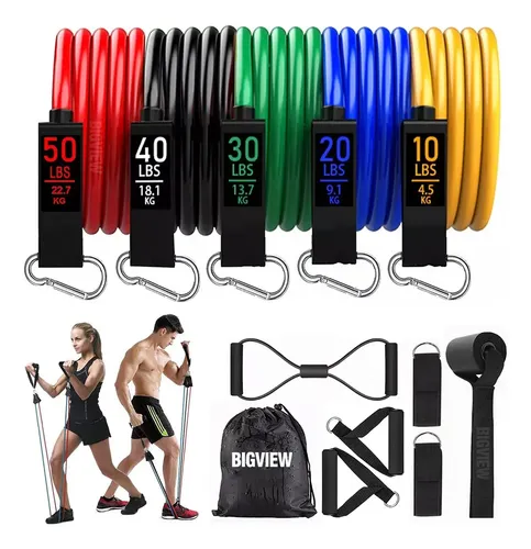 150lbs Kit De Bandas De Resistencia Ligas Para Ejercicio 12pzs Ej...