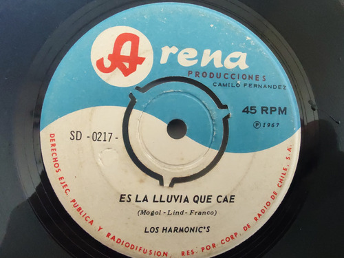 Vinilo Single De Los Harmonic S  -- Es La Lluvia Que (q91