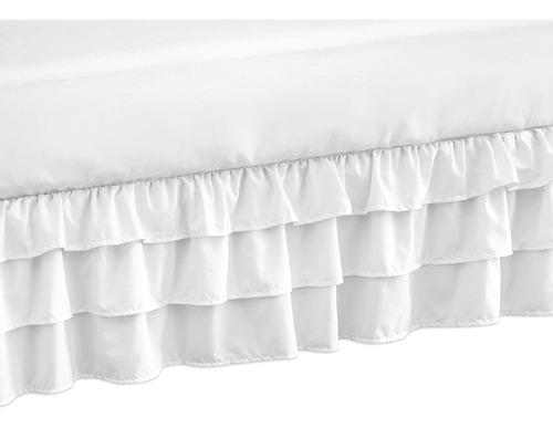 Solid Color White Shabby Chic Girl Ruffled Tiered Crib ...