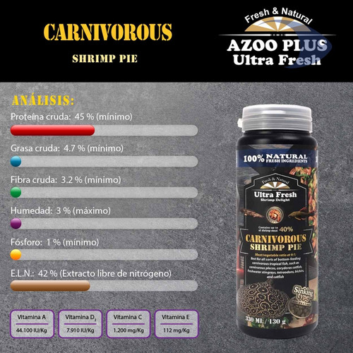 Pay Camaron Peces Carnivoros 330 Ml / 130 Gr Azoo Ultrafresh