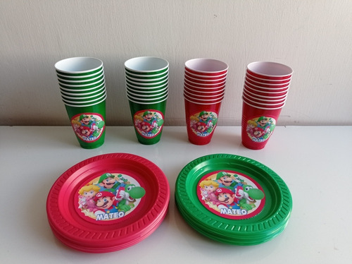 Imagen 9 de 10 de Platos Mario Bros Cumpleaños Decoración