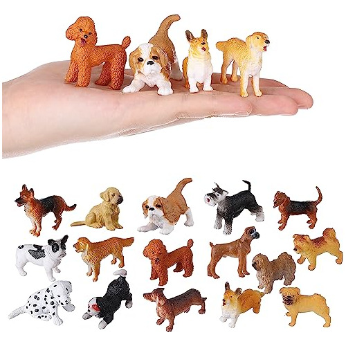 16pcs Mini Dog Figurines, Realistic Farm Animals Toys F...