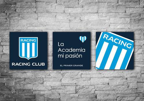 Cuadros Decorativos Racing Club 24x24cm Set De 3 Unidades