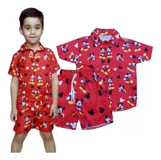 Conjunto Camisa E Bermuda Short Temático Infantil Meninos