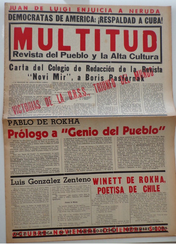 Pablo De Rokha Revista Multitud No.87  1959