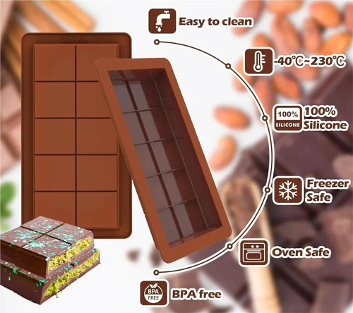 2moldes Silic Profundos For Hacer Barras Chocolate Resiste
