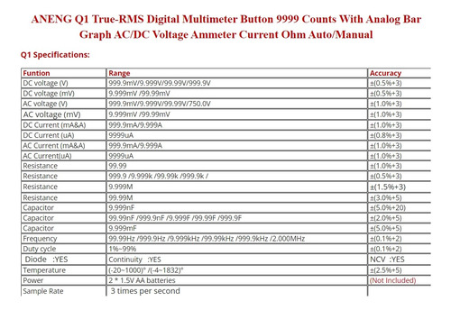 Imagen 5 de 8 de Multimetro Tester Digital - Aneng Q1