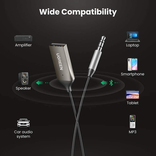 Receptor Premium Ugreen Bluetooth 5.0 Auto Radio Jack 3.5mm