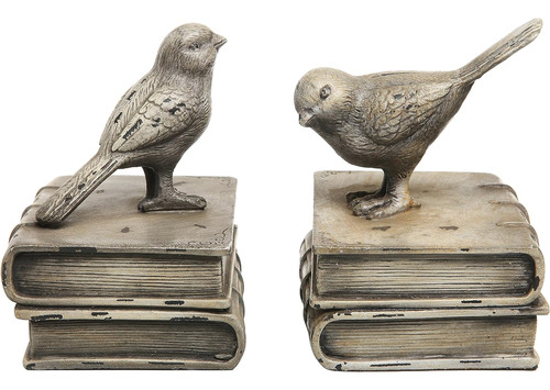 Libros De Pájaros Decorativos Diseño Vintage Gris Bla...