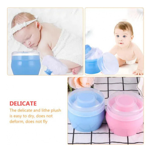 Recipiente De Talco Con Peluche Puff Baby Puff Fluffy, 2 Uni