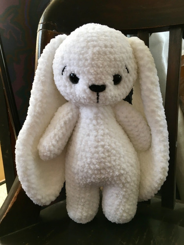 Amigurumi Conejo Blanco Orejas Largas Tejido A Mano