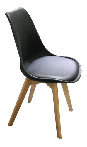 Silla Negra Eames Patas De Madera Asiento Cuero Es La Mejor