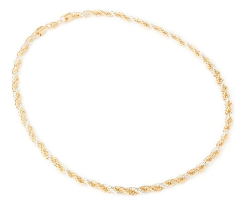 Cadena Collar Torsal Bitono 8mm Unisex 60cm Chapa De Oro 18k Color Dorado