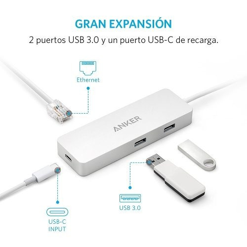 Hub 4 Puertos Usb-c Con Ethernet Anker