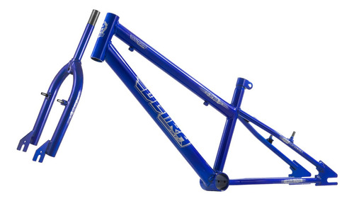 Quadro De Bicicleta Aro 20 Tipo Cross Rebaixado + Garfo Aço Cor Azul