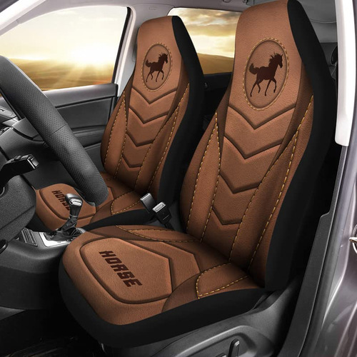 Funda Cuero Marron Para Asiento Automovil 2 Pieza Elastica