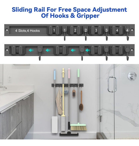 Soporte De Pared Toovem Para Trapeador Y Escoba Autoadhesivo
