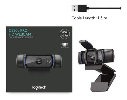 Imagen 6 de 9 de Cámara web Logitech C920s Pro Full HD 30FPS color negro
