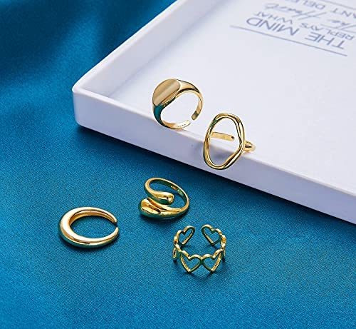 10 Anillos Ajustables Para Mujer Enchapados En Oro De 18 K