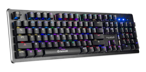 Imagen 2 de 2 de Teclado gamer Marvo Scorpion KG935 QWERTY Outemu Blue inglés US color negro con luz RGB
