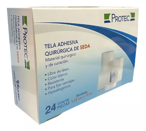 Cinta Tela Adhesiva De Seda Protec 1.25cmx10m C/24 Rollo Bco