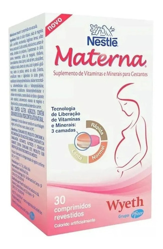 Materna Nestlé - 30 Comprimidos - Suplemento P/ Gestante Sabor Sem Sabor