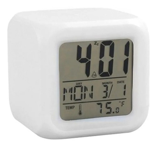Reloj Despertador Alarma Calendario Digital Plaza De Mayo Color Blanco