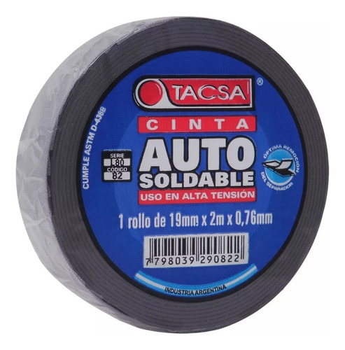 Cinta Autosoldable Alta Tension 19mm Negro 2m Tacsa 