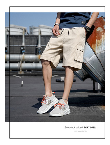 Bermudas De Algodón Tipo Cargo Para Hombre, Casuales